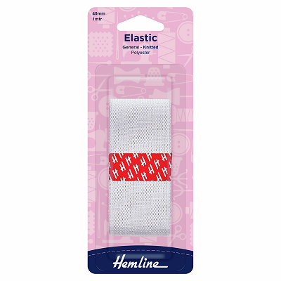 H620.40 General Purpose Knitted Elastic: 1m x 40mm: White